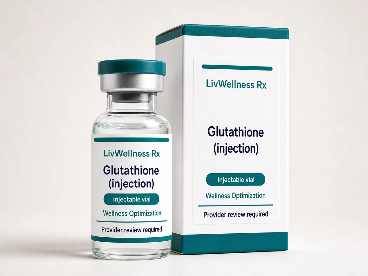 LivWellness Rx Glutathione (injection) product packaging.