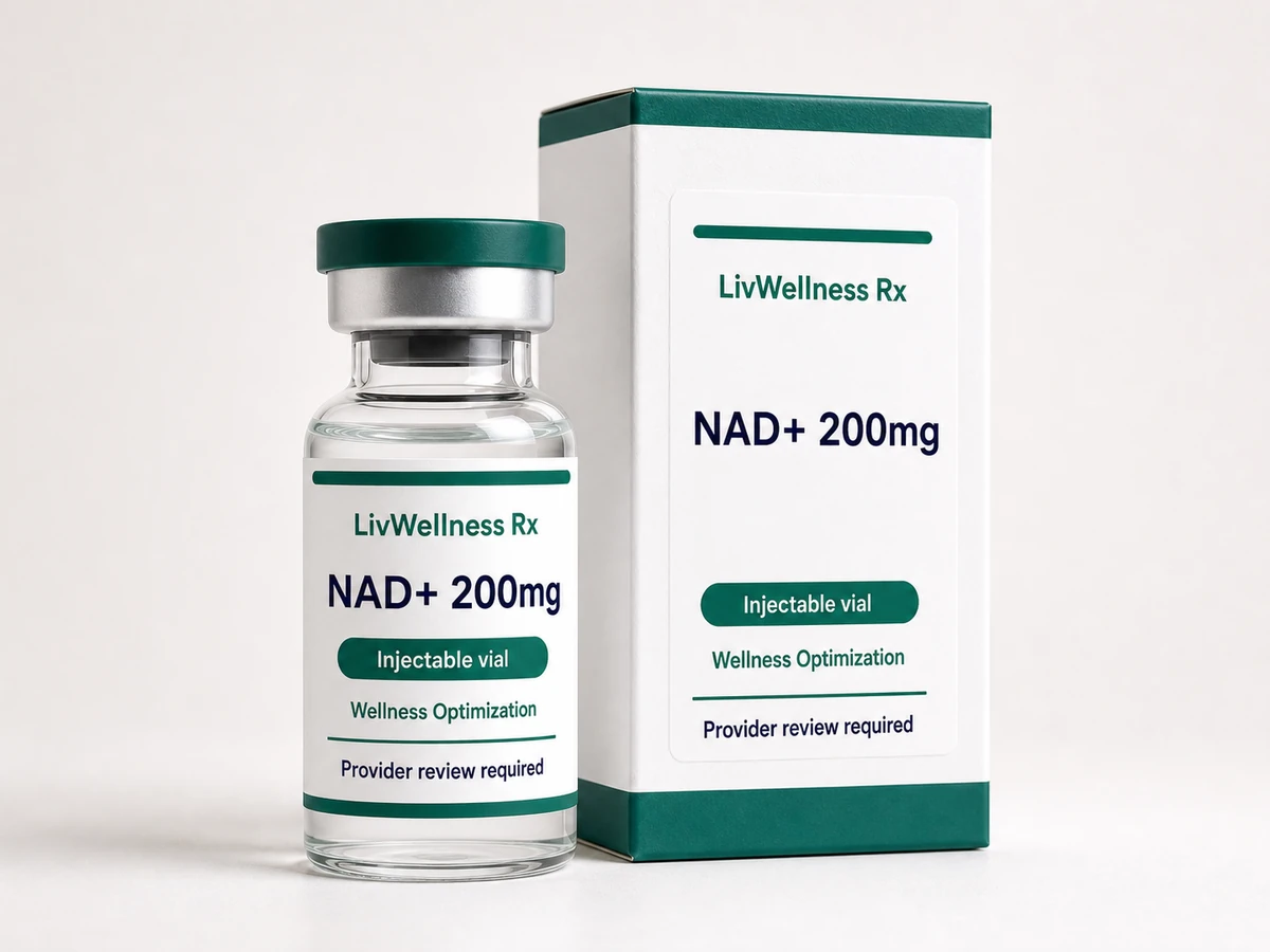 LivWellness Rx NAD+ 200mg product packaging.