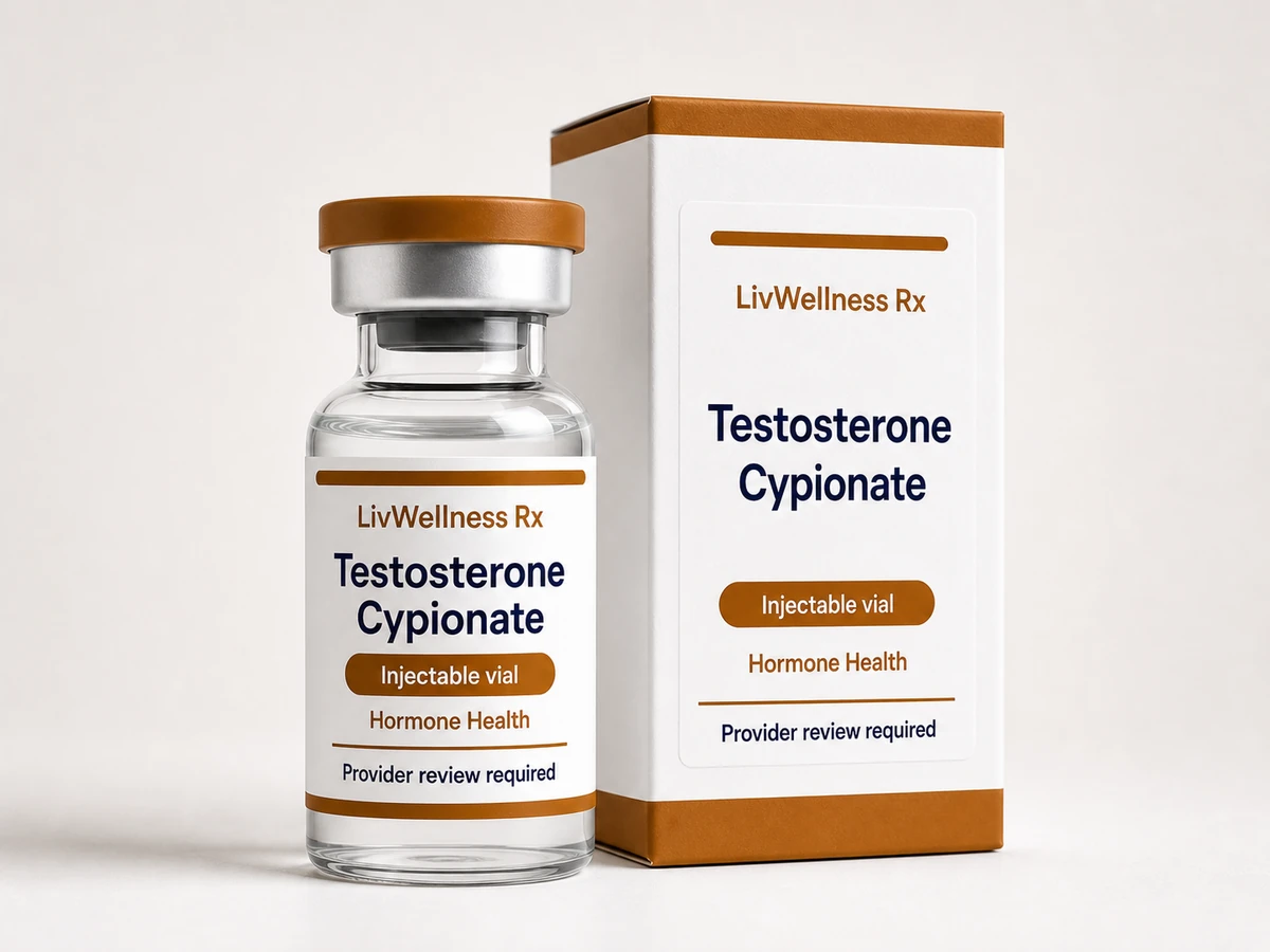 LivWellness Rx Testosterone Cypionate product packaging.