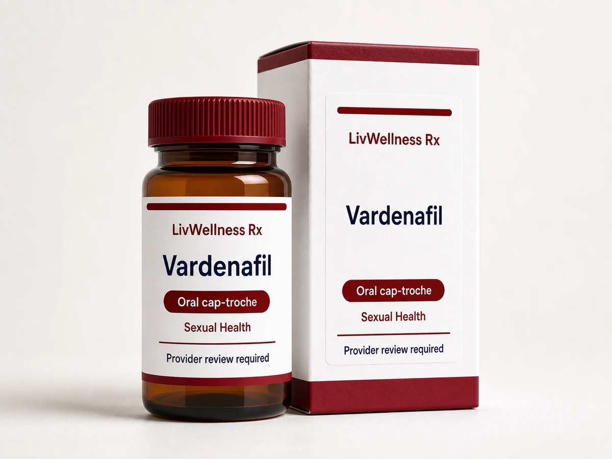 LivWellness Rx Vardenafil product packaging.